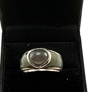 Chateau 925 Sterling Silver Modernist Ring Canada Gray Stone Size 10.75 Mens